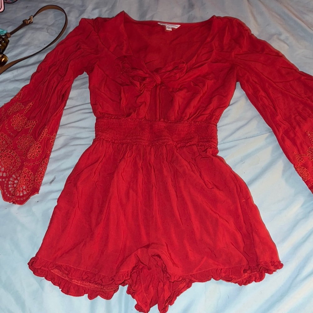 red shorts romper